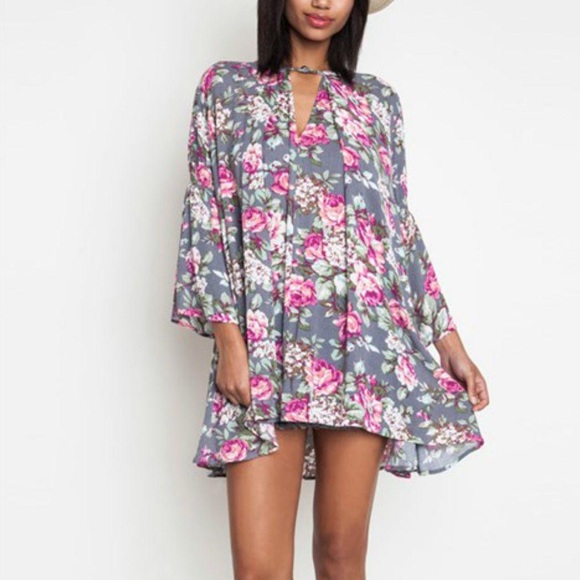UmGee grey floral tunic dress - Picture 1 of 5
